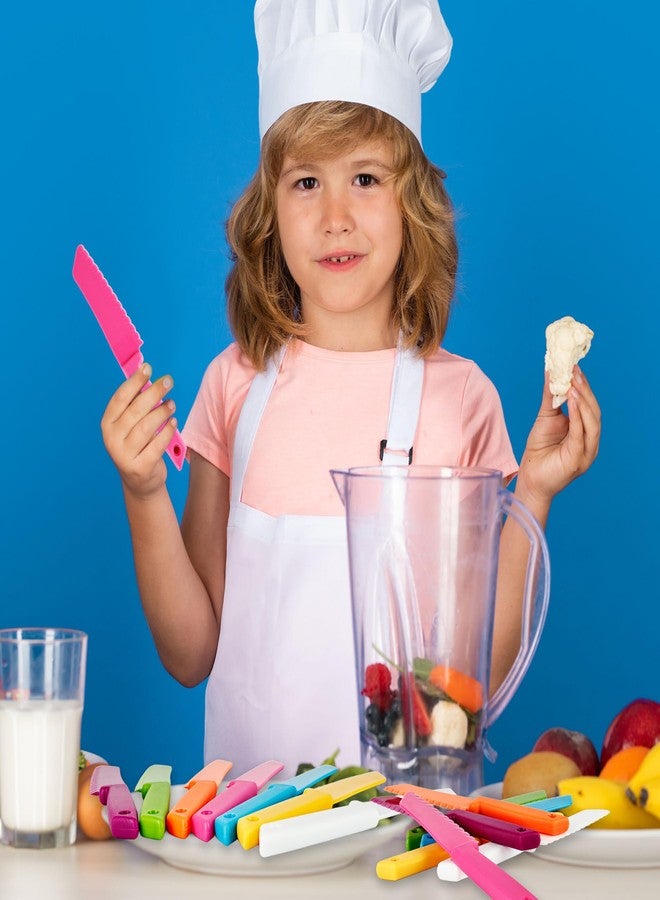 Drayear 21 Pcs Kids Plastic Knives for Cutting Kids Plastic Kitchen Knives Safe Cooking Tools for Toddlers Kid Play Kitchen Cooking Class Learning Kitchens Set, 7 Colors - Image 3